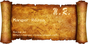 Manger Rózsa névjegykártya